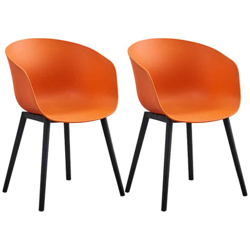 Nordic Style Arm Chair Plastic Home Side Chair with Black Legs 22"x22"x30.3" Orange Set of 2 Clearhalo 'Dining Chairs' 'Dining Tables & Seating' 'dining_chair' 'Furniture' 'furniture_dining_chair' 'Kitchen & Dining Furniture' 4854528