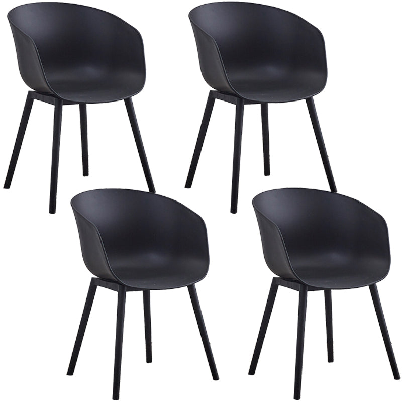 Nordic Style Arm Chair Plastic Home Side Chair with Black Legs 22"x22"x30.3" Black Set of 4 Clearhalo 'Dining Chairs' 'Dining Tables & Seating' 'dining_chair' 'Furniture' 'furniture_dining_chair' 'Kitchen & Dining Furniture' 4854529