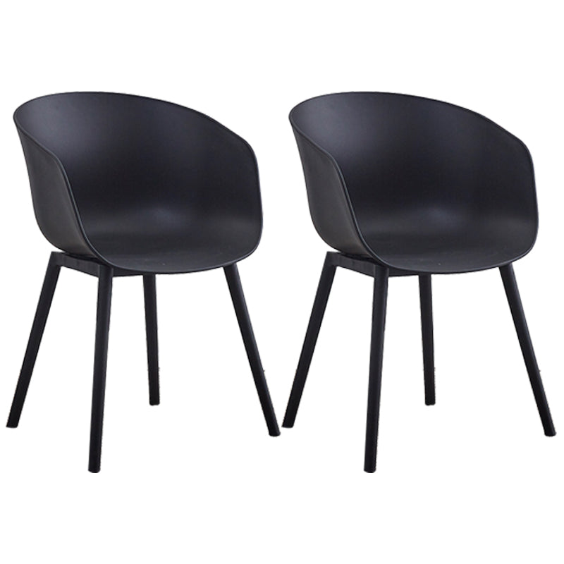 Nordic Style Arm Chair Plastic Home Side Chair with Black Legs 22"x22"x30.3" Black Set of 2 Clearhalo 'Dining Chairs' 'Dining Tables & Seating' 'dining_chair' 'Furniture' 'furniture_dining_chair' 'Kitchen & Dining Furniture' 4854531