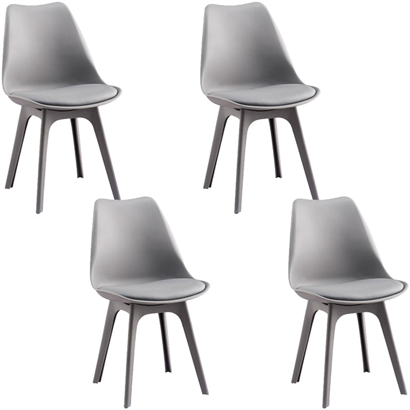 Nordic Style Armless Chair Plastic Upholstered Side Chair 16"x16"x32.6" Grey Set of 4 Clearhalo 'Dining Chairs' 'Dining Tables & Seating' 'dining_chair' 'Furniture' 'furniture_dining_chair' 'Kitchen & Dining Furniture' 4854534
