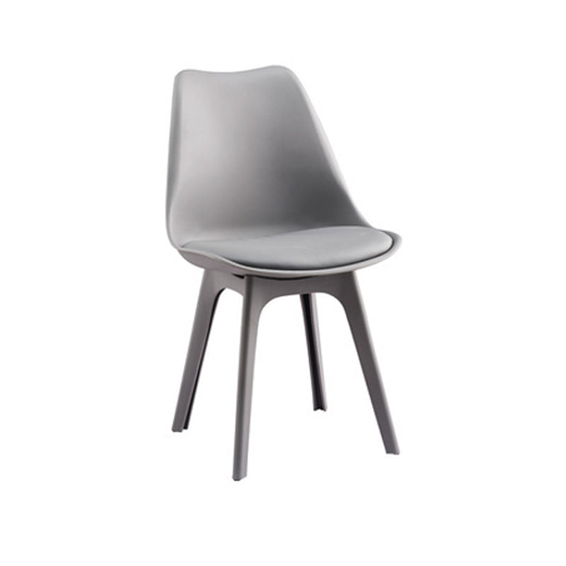 Nordic Style Armless Chair Plastic Upholstered Side Chair 16"x16"x32.6" Grey 1 Piece Clearhalo 'Dining Chairs' 'Dining Tables & Seating' 'dining_chair' 'Furniture' 'furniture_dining_chair' 'Kitchen & Dining Furniture' 4854535