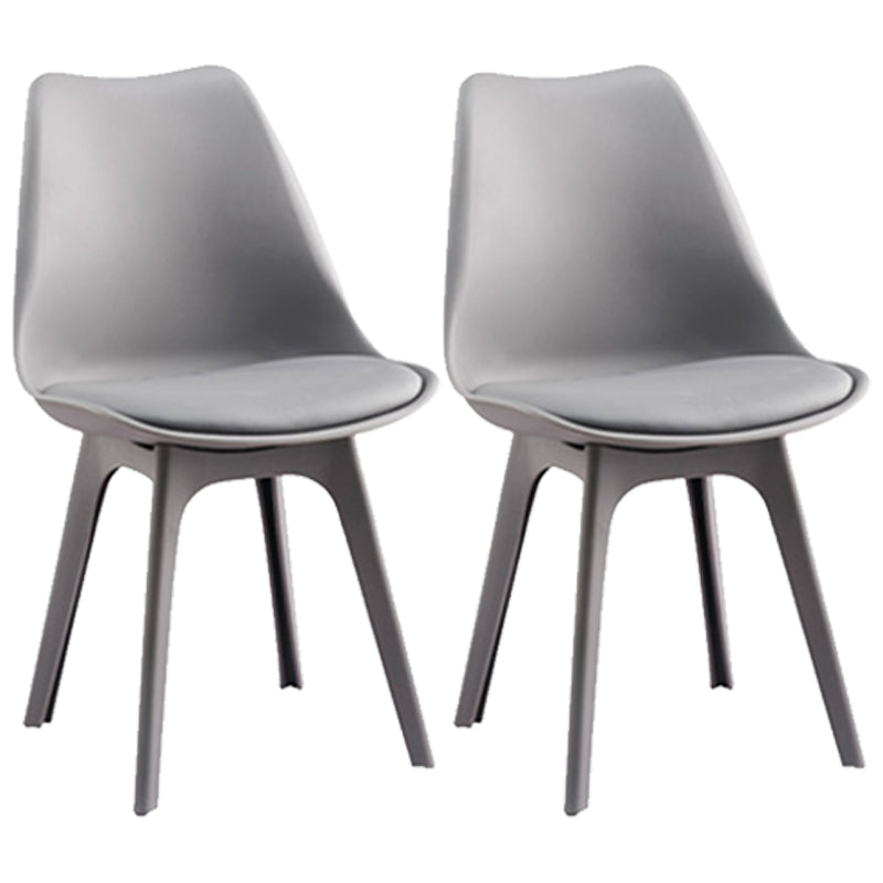 Nordic Style Armless Chair Plastic Upholstered Side Chair 16"x16"x32.6" Grey Set of 2 Clearhalo 'Dining Chairs' 'Dining Tables & Seating' 'dining_chair' 'Furniture' 'furniture_dining_chair' 'Kitchen & Dining Furniture' 4854538