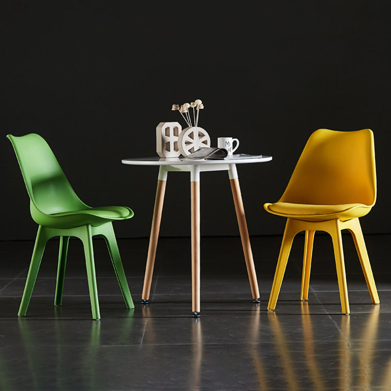 Nordic Style Armless Chair Plastic Upholstered Side Chair 16"x16"x32.6" Clearhalo 'Dining Chairs' 'Dining Tables & Seating' 'dining_chair' 'Furniture' 'furniture_dining_chair' 'Kitchen & Dining Furniture' 4854539