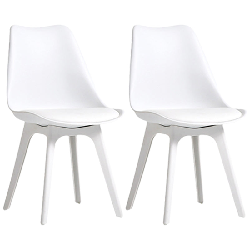 Nordic Style Armless Chair Plastic Upholstered Side Chair 16"x16"x32.6" White Set of 2 Clearhalo 'Dining Chairs' 'Dining Tables & Seating' 'dining_chair' 'Furniture' 'furniture_dining_chair' 'Kitchen & Dining Furniture' 4854543