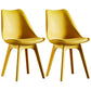 Nordic Style Armless Chair Plastic Upholstered Side Chair 16"x16"x32.6" Yellow Set of 2 Clearhalo 'Dining Chairs' 'Dining Tables & Seating' 'dining_chair' 'Furniture' 'furniture_dining_chair' 'Kitchen & Dining Furniture' 4854549