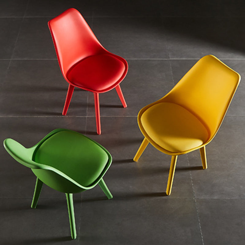 Nordic Style Armless Chair Plastic Upholstered Side Chair 16"x16"x32.6" Clearhalo 'Dining Chairs' 'Dining Tables & Seating' 'dining_chair' 'Furniture' 'furniture_dining_chair' 'Kitchen & Dining Furniture' 4854552