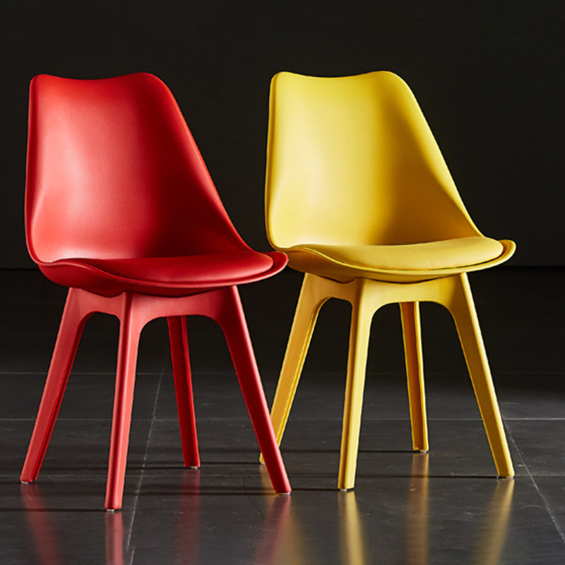Nordic Style Armless Chair Plastic Upholstered Side Chair 16"x16"x32.6" Clearhalo 'Dining Chairs' 'Dining Tables & Seating' 'dining_chair' 'Furniture' 'furniture_dining_chair' 'Kitchen & Dining Furniture' 4854554