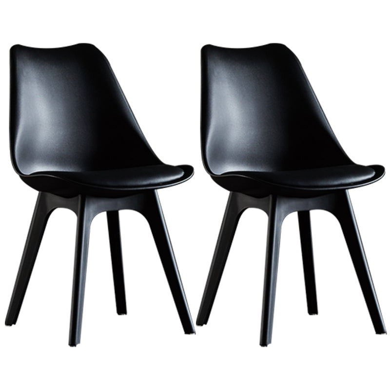 Nordic Style Armless Chair Plastic Upholstered Side Chair 16"x16"x32.6" Black Set of 2 Clearhalo 'Dining Chairs' 'Dining Tables & Seating' 'dining_chair' 'Furniture' 'furniture_dining_chair' 'Kitchen & Dining Furniture' 4854555
