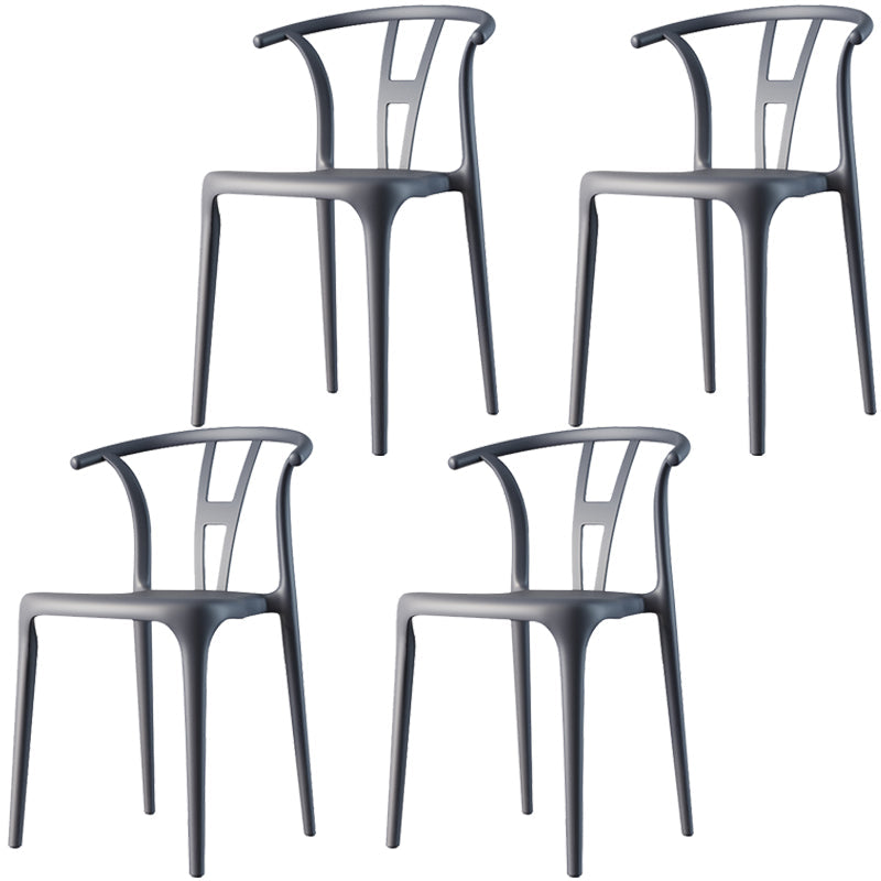 Scandinavian Plastic Dining Room Chair Slat Back Stacking Side Chair Grey 4 Piece Set Clearhalo 'Dining Chairs' 'Dining Tables & Seating' 'dining_chair' 'furn' 'furn_dining_chair' 'Furniture' 'furniture_dining_chair' 'Kitchen & Dining Furniture' 4854558