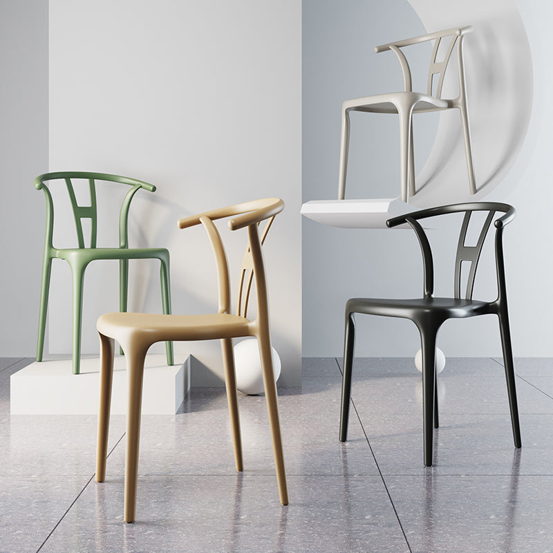 Scandinavian Plastic Dining Room Chair Slat Back Stacking Side Chair Clearhalo 'Dining Chairs' 'Dining Tables & Seating' 'dining_chair' 'furn' 'furn_dining_chair' 'Furniture' 'furniture_dining_chair' 'Kitchen & Dining Furniture' 4854559