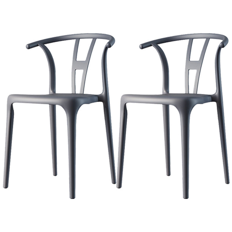 Scandinavian Plastic Dining Room Chair Slat Back Stacking Side Chair Grey 2 Piece Set Clearhalo 'Dining Chairs' 'Dining Tables & Seating' 'dining_chair' 'furn' 'furn_dining_chair' 'Furniture' 'furniture_dining_chair' 'Kitchen & Dining Furniture' 4854561