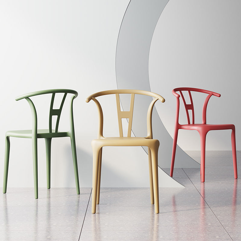 Scandinavian Plastic Dining Room Chair Slat Back Stacking Side Chair Clearhalo 'Dining Chairs' 'Dining Tables & Seating' 'dining_chair' 'furn' 'furn_dining_chair' 'Furniture' 'furniture_dining_chair' 'Kitchen & Dining Furniture' 4854562