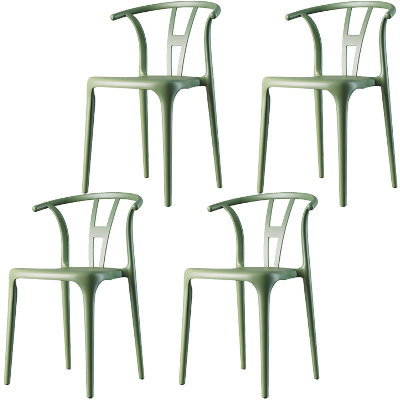 Scandinavian Plastic Dining Room Chair Slat Back Stacking Side Chair Green 4 Piece Set Clearhalo 'Dining Chairs' 'Dining Tables & Seating' 'dining_chair' 'furn' 'furn_dining_chair' 'Furniture' 'furniture_dining_chair' 'Kitchen & Dining Furniture' 4854563