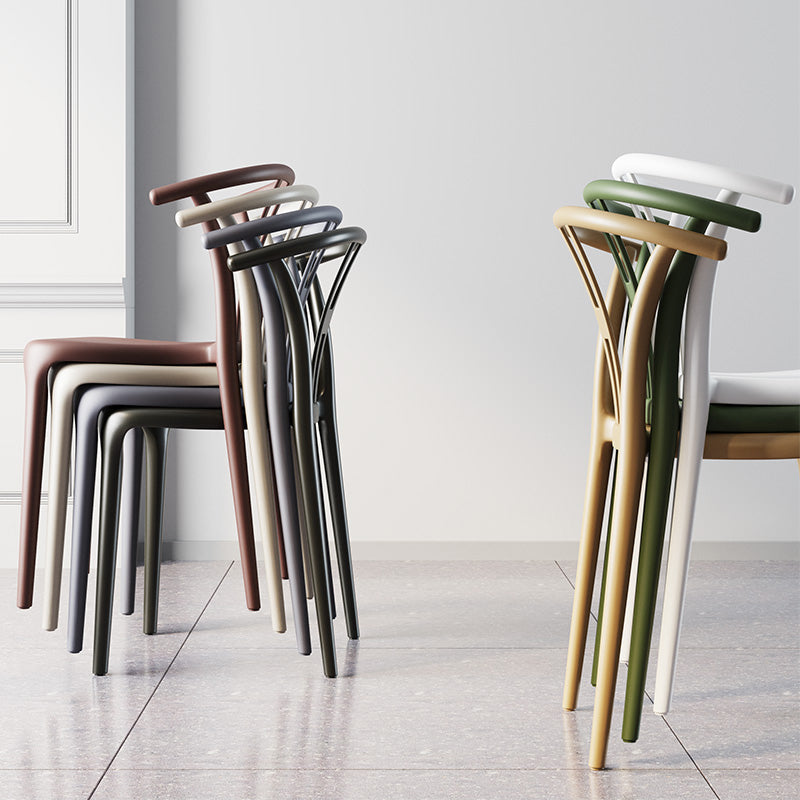 Scandinavian Plastic Dining Room Chair Slat Back Stacking Side Chair Clearhalo 'Dining Chairs' 'Dining Tables & Seating' 'dining_chair' 'furn' 'furn_dining_chair' 'Furniture' 'furniture_dining_chair' 'Kitchen & Dining Furniture' 4854564