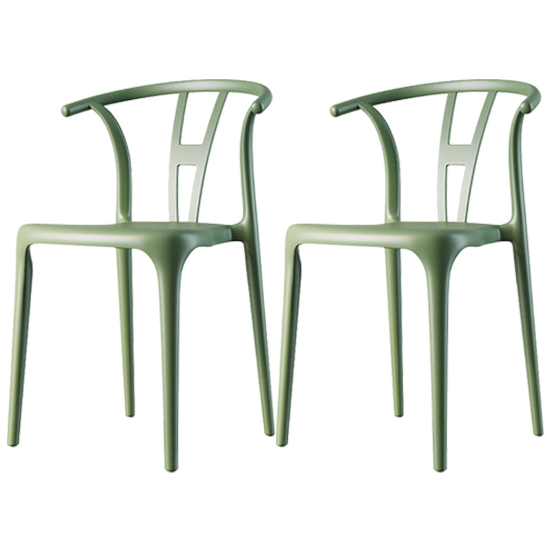 Scandinavian Plastic Dining Room Chair Slat Back Stacking Side Chair Green 2 Piece Set Clearhalo 'Dining Chairs' 'Dining Tables & Seating' 'dining_chair' 'furn' 'furn_dining_chair' 'Furniture' 'furniture_dining_chair' 'Kitchen & Dining Furniture' 4854568