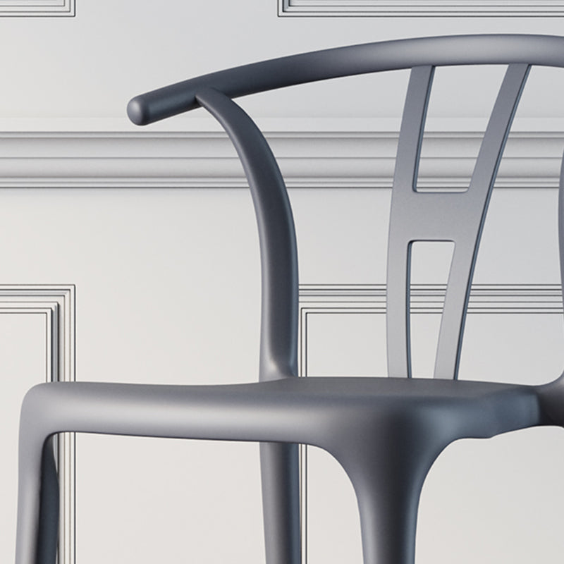 Scandinavian Plastic Dining Room Chair Slat Back Stacking Side Chair Clearhalo 'Dining Chairs' 'Dining Tables & Seating' 'dining_chair' 'furn' 'furn_dining_chair' 'Furniture' 'furniture_dining_chair' 'Kitchen & Dining Furniture' 4854569