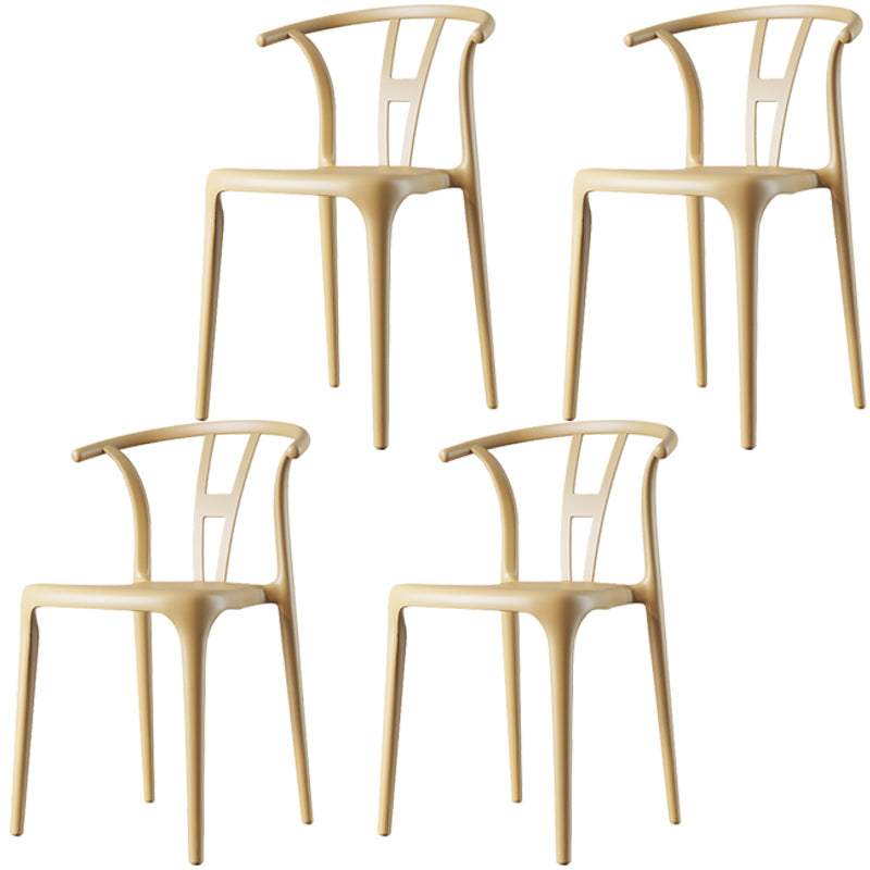 Scandinavian Plastic Dining Room Chair Slat Back Stacking Side Chair Yellow 4 Piece Set Clearhalo 'Dining Chairs' 'Dining Tables & Seating' 'dining_chair' 'furn' 'furn_dining_chair' 'Furniture' 'furniture_dining_chair' 'Kitchen & Dining Furniture' 4854570