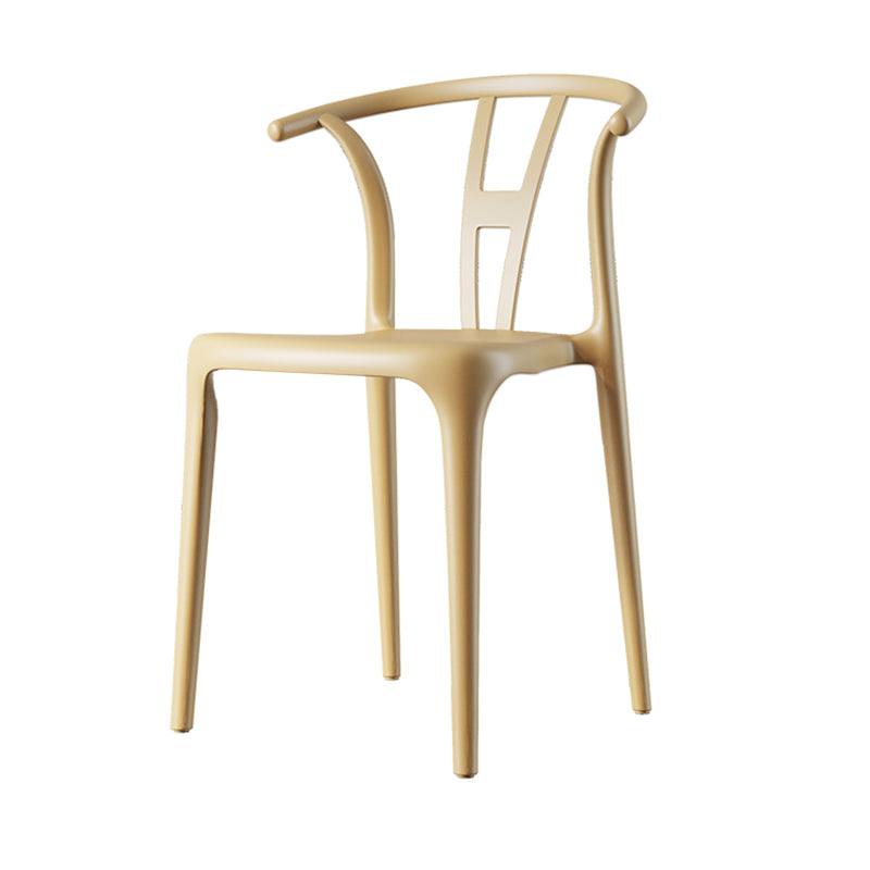 Scandinavian Plastic Dining Room Chair Slat Back Stacking Side Chair Yellow 1 Piece Clearhalo 'Dining Chairs' 'Dining Tables & Seating' 'dining_chair' 'furn' 'furn_dining_chair' 'Furniture' 'furniture_dining_chair' 'Kitchen & Dining Furniture' 4854572