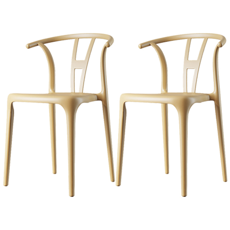 Scandinavian Plastic Dining Room Chair Slat Back Stacking Side Chair Yellow 2 Piece Set Clearhalo 'Dining Chairs' 'Dining Tables & Seating' 'dining_chair' 'furn' 'furn_dining_chair' 'Furniture' 'furniture_dining_chair' 'Kitchen & Dining Furniture' 4854574