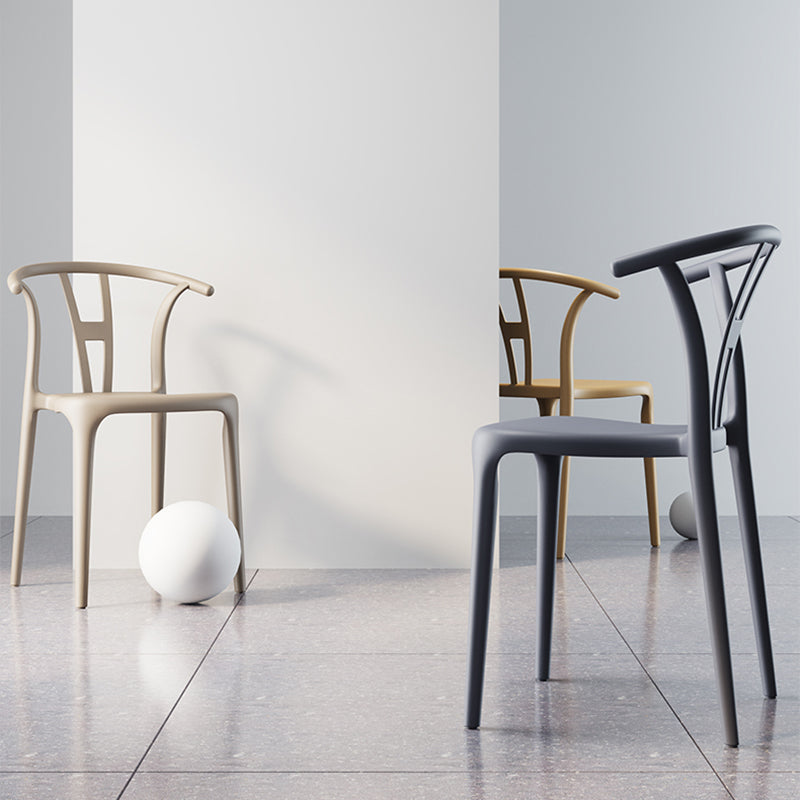 Scandinavian Plastic Dining Room Chair Slat Back Stacking Side Chair Clearhalo 'Dining Chairs' 'Dining Tables & Seating' 'dining_chair' 'furn' 'furn_dining_chair' 'Furniture' 'furniture_dining_chair' 'Kitchen & Dining Furniture' 4854576