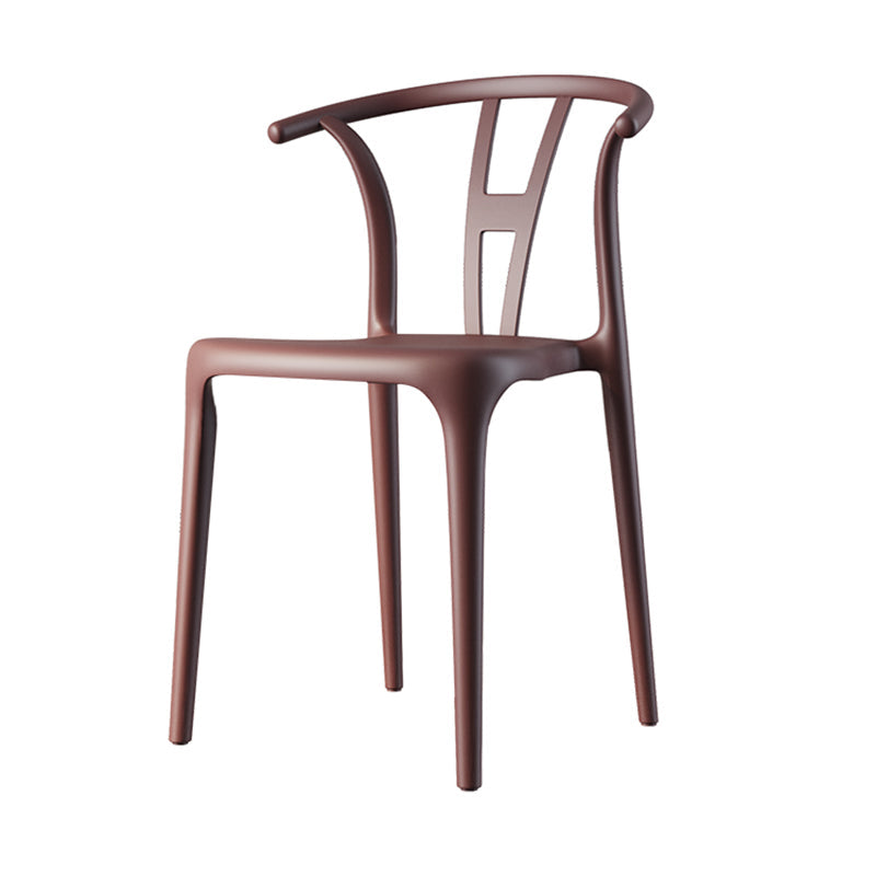 Scandinavian Plastic Dining Room Chair Slat Back Stacking Side Chair Brown 1 Piece Clearhalo 'Dining Chairs' 'Dining Tables & Seating' 'dining_chair' 'furn' 'furn_dining_chair' 'Furniture' 'furniture_dining_chair' 'Kitchen & Dining Furniture' 4854577
