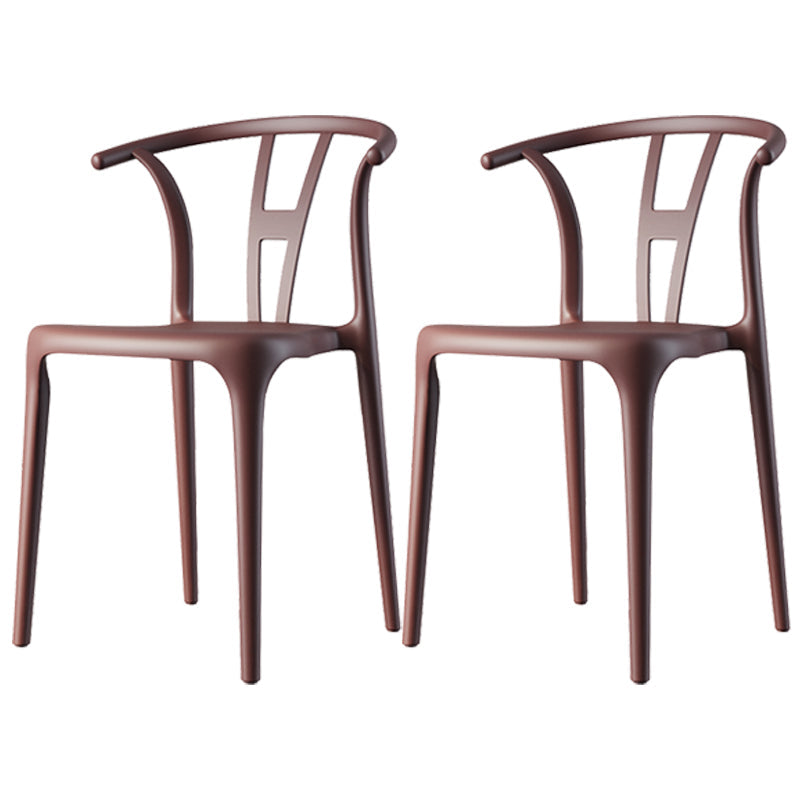 Scandinavian Plastic Dining Room Chair Slat Back Stacking Side Chair Brown 2 Piece Set Clearhalo 'Dining Chairs' 'Dining Tables & Seating' 'dining_chair' 'furn' 'furn_dining_chair' 'Furniture' 'furniture_dining_chair' 'Kitchen & Dining Furniture' 4854578