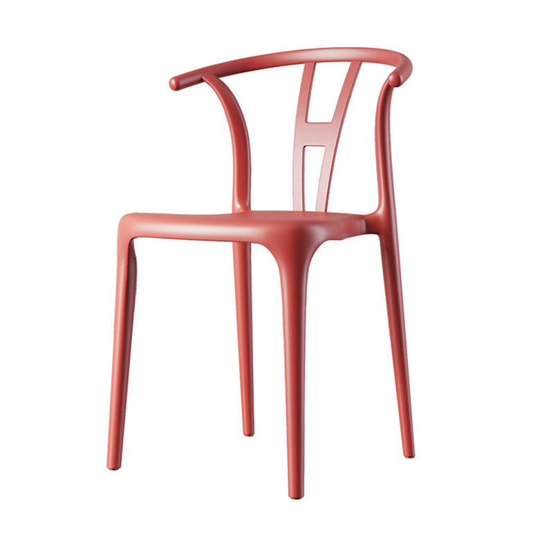 Scandinavian Plastic Dining Room Chair Slat Back Stacking Side Chair Red 1 Piece Clearhalo 'Dining Chairs' 'Dining Tables & Seating' 'dining_chair' 'furn' 'furn_dining_chair' 'Furniture' 'furniture_dining_chair' 'Kitchen & Dining Furniture' 4854580