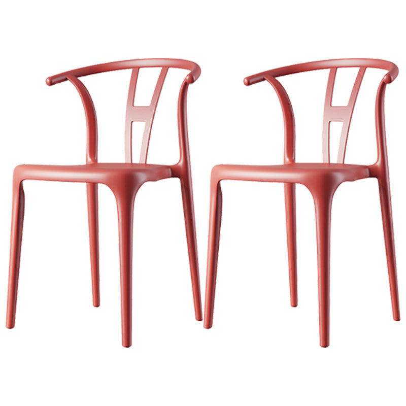 Scandinavian Plastic Dining Room Chair Slat Back Stacking Side Chair Red 2 Piece Set Clearhalo 'Dining Chairs' 'Dining Tables & Seating' 'dining_chair' 'furn' 'furn_dining_chair' 'Furniture' 'furniture_dining_chair' 'Kitchen & Dining Furniture' 4854581