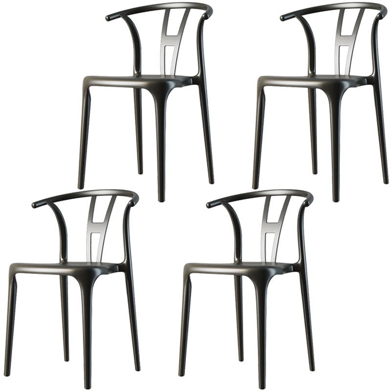Scandinavian Plastic Dining Room Chair Slat Back Stacking Side Chair Black 4 Piece Set Clearhalo 'Dining Chairs' 'Dining Tables & Seating' 'dining_chair' 'furn' 'furn_dining_chair' 'Furniture' 'furniture_dining_chair' 'Kitchen & Dining Furniture' 4854582