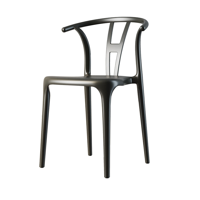 Scandinavian Plastic Dining Room Chair Slat Back Stacking Side Chair Black 1 Piece Clearhalo 'Dining Chairs' 'Dining Tables & Seating' 'dining_chair' 'furn' 'furn_dining_chair' 'Furniture' 'furniture_dining_chair' 'Kitchen & Dining Furniture' 4854583