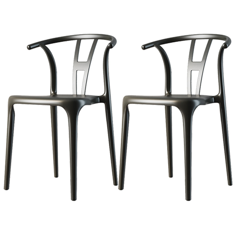 Scandinavian Plastic Dining Room Chair Slat Back Stacking Side Chair Black 2 Piece Set Clearhalo 'Dining Chairs' 'Dining Tables & Seating' 'dining_chair' 'furn' 'furn_dining_chair' 'Furniture' 'furniture_dining_chair' 'Kitchen & Dining Furniture' 4854584