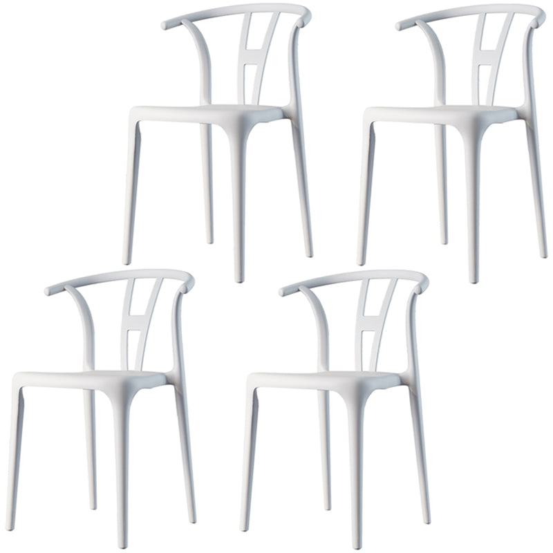 Scandinavian Plastic Dining Room Chair Slat Back Stacking Side Chair White 4 Piece Set Clearhalo 'Dining Chairs' 'Dining Tables & Seating' 'dining_chair' 'furn' 'furn_dining_chair' 'Furniture' 'furniture_dining_chair' 'Kitchen & Dining Furniture' 4854585