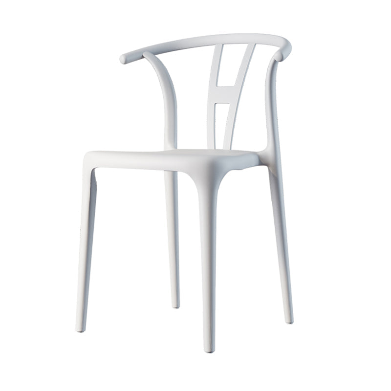 Scandinavian Plastic Dining Room Chair Slat Back Stacking Side Chair White 1 Piece Clearhalo 'Dining Chairs' 'Dining Tables & Seating' 'dining_chair' 'furn' 'furn_dining_chair' 'Furniture' 'furniture_dining_chair' 'Kitchen & Dining Furniture' 4854586