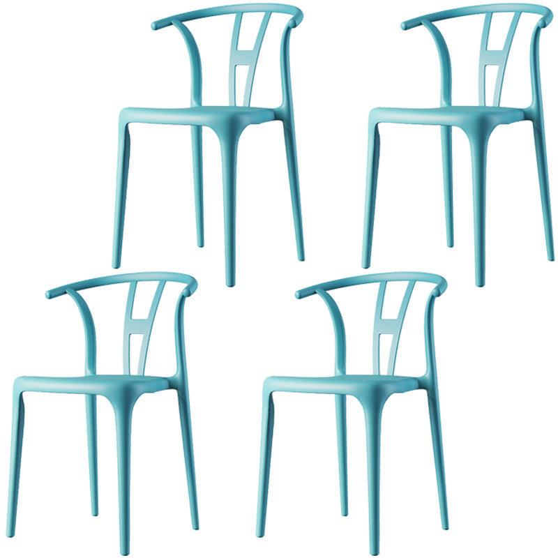 Scandinavian Plastic Dining Room Chair Slat Back Stacking Side Chair Blue 4 Piece Set Clearhalo 'Dining Chairs' 'Dining Tables & Seating' 'dining_chair' 'furn' 'furn_dining_chair' 'Furniture' 'furniture_dining_chair' 'Kitchen & Dining Furniture' 4854588