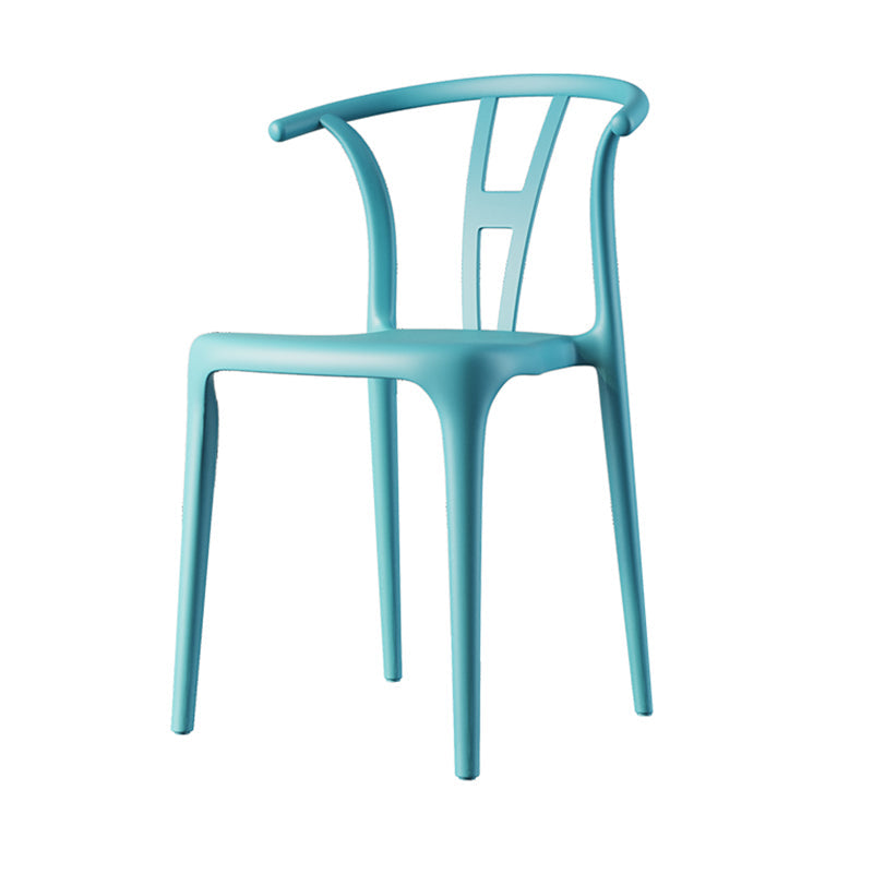 Scandinavian Plastic Dining Room Chair Slat Back Stacking Side Chair Blue 1 Piece Clearhalo 'Dining Chairs' 'Dining Tables & Seating' 'dining_chair' 'furn' 'furn_dining_chair' 'Furniture' 'furniture_dining_chair' 'Kitchen & Dining Furniture' 4854589