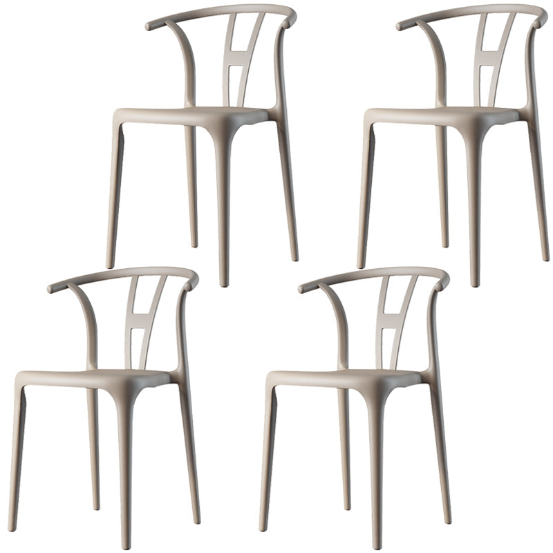 Scandinavian Plastic Dining Room Chair Slat Back Stacking Side Chair Camel 4 Piece Set Clearhalo 'Dining Chairs' 'Dining Tables & Seating' 'dining_chair' 'furn' 'furn_dining_chair' 'Furniture' 'furniture_dining_chair' 'Kitchen & Dining Furniture' 4854591