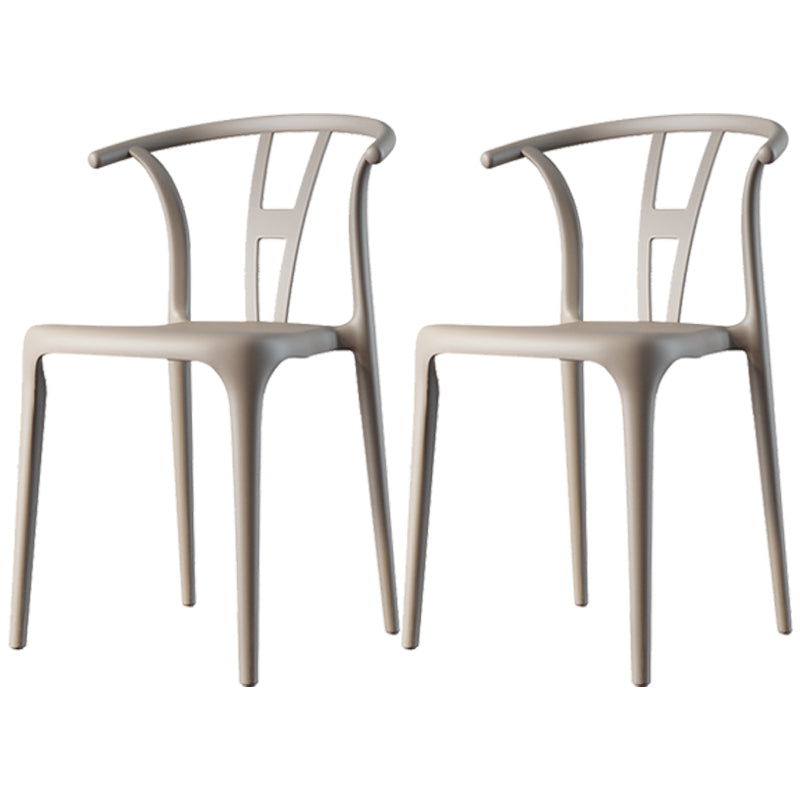 Scandinavian Plastic Dining Room Chair Slat Back Stacking Side Chair Camel 2 Piece Set Clearhalo 'Dining Chairs' 'Dining Tables & Seating' 'dining_chair' 'furn' 'furn_dining_chair' 'Furniture' 'furniture_dining_chair' 'Kitchen & Dining Furniture' 4854593