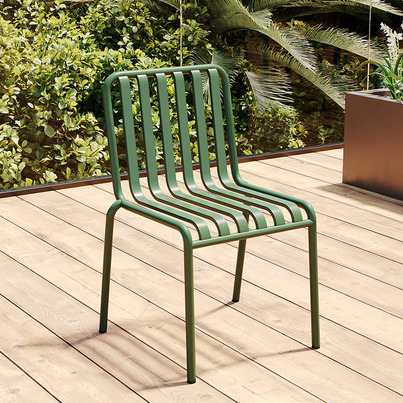Glam Metal Kitchen and Patio Dining Side Chair Slat Back Arm Chair Light Green 1 Piece Clearhalo 'Dining Chairs' 'Dining Tables & Seating' 'dining_chair' 'furn' 'furn_dining_chair' 'Furniture' 'furniture_dining_chair' 'Kitchen & Dining Furniture' 4854604