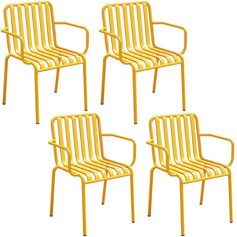 Glam Metal Kitchen and Patio Dining Side Chair Slat Back Arm Chair Yellow 4 Piece Set Clearhalo 'Dining Chairs' 'Dining Tables & Seating' 'dining_chair' 'furn' 'furn_dining_chair' 'Furniture' 'furniture_dining_chair' 'Kitchen & Dining Furniture' 4854607