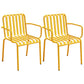 Glam Metal Kitchen and Patio Dining Side Chair Slat Back Arm Chair Yellow 2 Piece Set Clearhalo 'Dining Chairs' 'Dining Tables & Seating' 'dining_chair' 'furn' 'furn_dining_chair' 'Furniture' 'furniture_dining_chair' 'Kitchen & Dining Furniture' 4854610