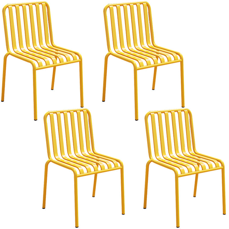 Glam Metal Kitchen and Patio Dining Side Chair Slat Back Arm Chair Light Yellow 4 Piece Set Clearhalo 'Dining Chairs' 'Dining Tables & Seating' 'dining_chair' 'furn' 'furn_dining_chair' 'Furniture' 'furniture_dining_chair' 'Kitchen & Dining Furniture' 4854611