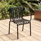 Glam Metal Kitchen and Patio Dining Side Chair Slat Back Arm Chair Black 1 Piece Clearhalo 'Dining Chairs' 'Dining Tables & Seating' 'dining_chair' 'furn' 'furn_dining_chair' 'Furniture' 'furniture_dining_chair' 'Kitchen & Dining Furniture' 4854615