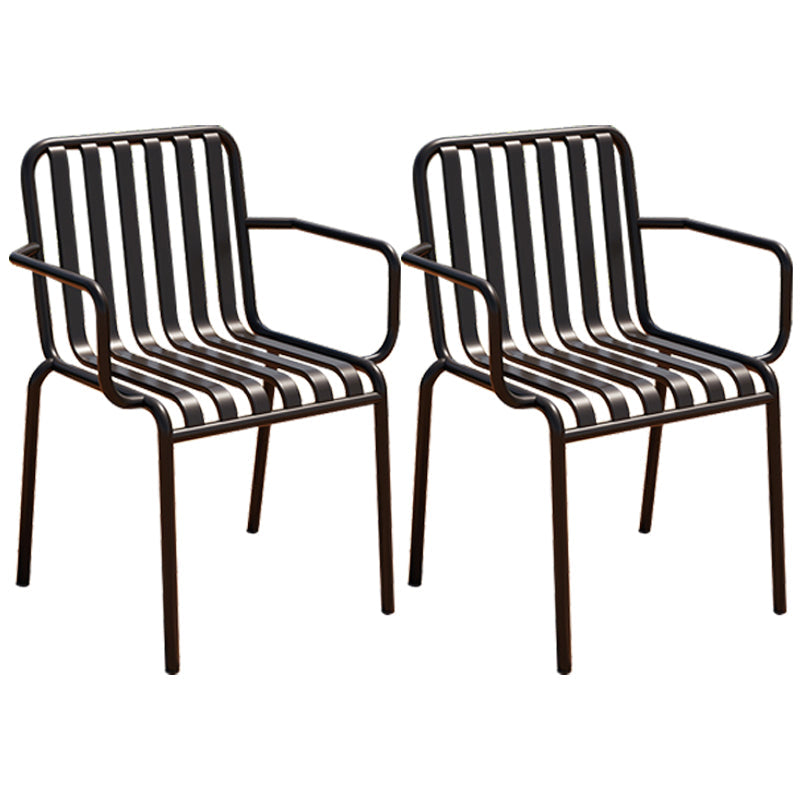 Glam Metal Kitchen and Patio Dining Side Chair Slat Back Arm Chair Black 2 Piece Set Clearhalo 'Dining Chairs' 'Dining Tables & Seating' 'dining_chair' 'furn' 'furn_dining_chair' 'Furniture' 'furniture_dining_chair' 'Kitchen & Dining Furniture' 4854616