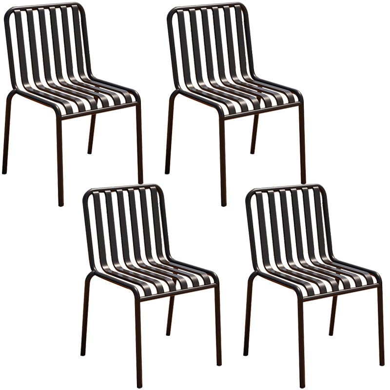 Glam Metal Kitchen and Patio Dining Side Chair Slat Back Arm Chair Matte Black 4 Piece Set Clearhalo 'Dining Chairs' 'Dining Tables & Seating' 'dining_chair' 'furn' 'furn_dining_chair' 'Furniture' 'furniture_dining_chair' 'Kitchen & Dining Furniture' 4854617