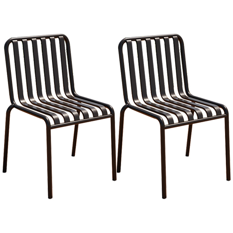 Glam Metal Kitchen and Patio Dining Side Chair Slat Back Arm Chair Matte Black 2 Piece Set Clearhalo 'Dining Chairs' 'Dining Tables & Seating' 'dining_chair' 'furn' 'furn_dining_chair' 'Furniture' 'furniture_dining_chair' 'Kitchen & Dining Furniture' 4854619