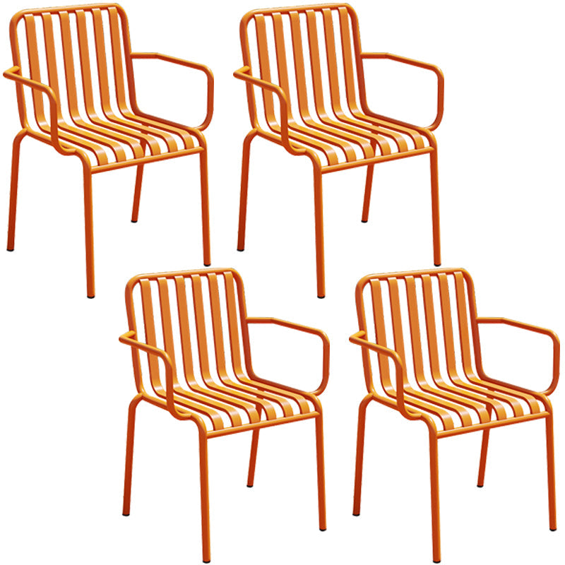 Glam Metal Kitchen and Patio Dining Side Chair Slat Back Arm Chair Light Orange 4 Piece Set Clearhalo 'Dining Chairs' 'Dining Tables & Seating' 'dining_chair' 'furn' 'furn_dining_chair' 'Furniture' 'furniture_dining_chair' 'Kitchen & Dining Furniture' 4854623
