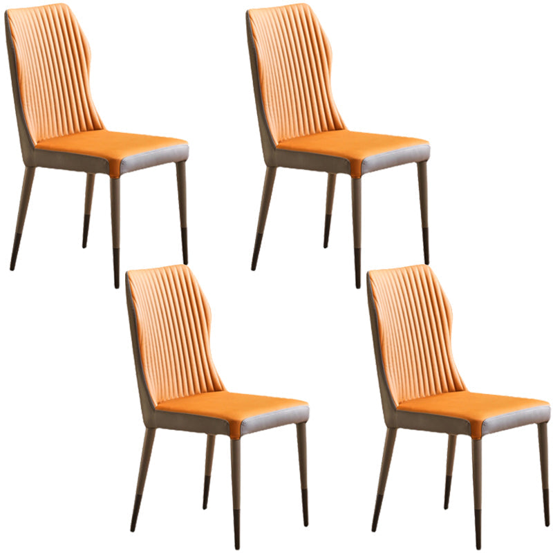 Glam Style Armless Chair Wood Wingback Parsons Chair for Kitchen 16.9"x18.8"x35.8" Orange 4 Piece Set Black Clearhalo 'Dining Chairs' 'Dining Tables & Seating' 'dining_chair' 'furn' 'furn_dining_chair' 'Furniture' 'furniture_dining_chair' 'Kitchen & Dining Furniture' 4854635