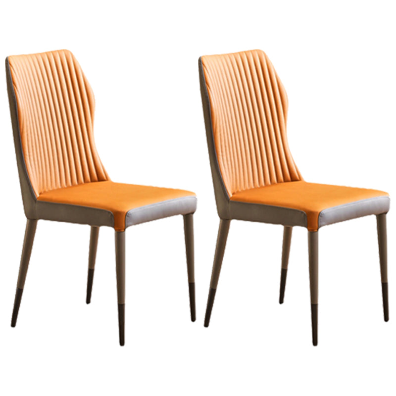 Glam Style Armless Chair Wood Wingback Parsons Chair for Kitchen 16.9"x18.8"x35.8" Orange 2 Piece Set Black Clearhalo 'Dining Chairs' 'Dining Tables & Seating' 'dining_chair' 'furn' 'furn_dining_chair' 'Furniture' 'furniture_dining_chair' 'Kitchen & Dining Furniture' 4854638