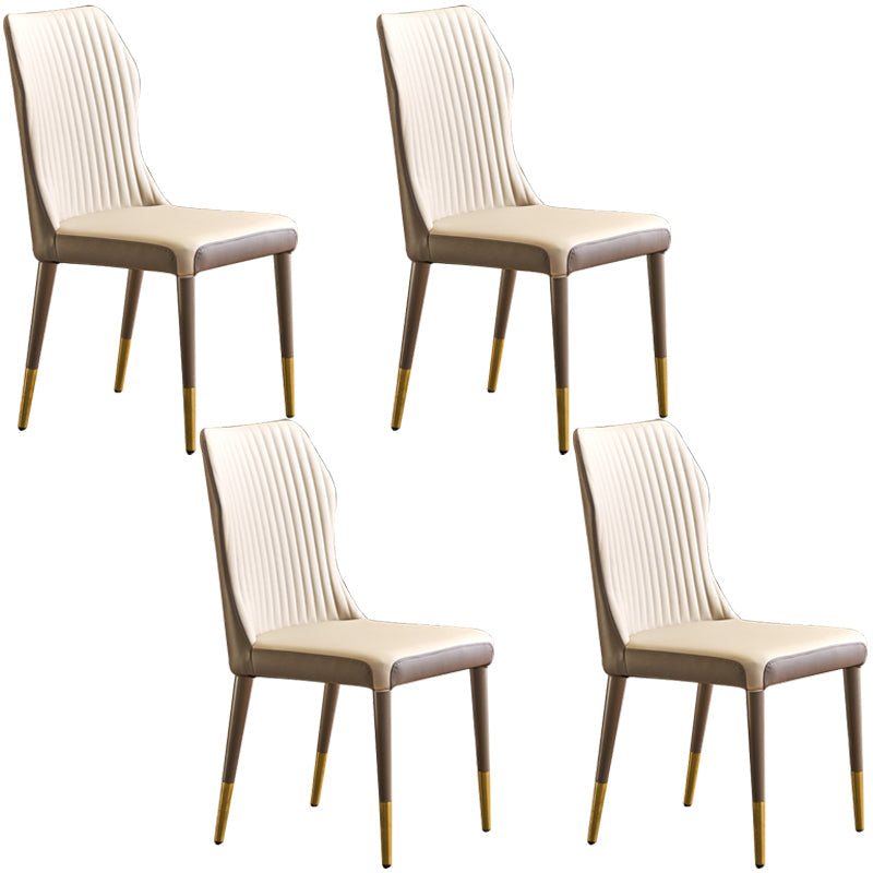 Glam Style Armless Chair Wood Wingback Parsons Chair for Kitchen 16.9"x18.8"x35.8" Off-White 4 Piece Set Black Clearhalo 'Dining Chairs' 'Dining Tables & Seating' 'dining_chair' 'furn' 'furn_dining_chair' 'Furniture' 'furniture_dining_chair' 'Kitchen & Dining Furniture' 4854641