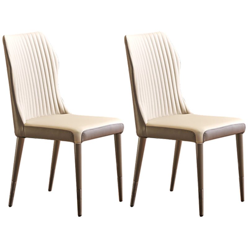 Glam Style Armless Chair Wood Wingback Parsons Chair for Kitchen 16.9"x18.8"x35.8" Off-White 2 Piece Set Brass Gold Clearhalo 'Dining Chairs' 'Dining Tables & Seating' 'dining_chair' 'furn' 'furn_dining_chair' 'Furniture' 'furniture_dining_chair' 'Kitchen & Dining Furniture' 4854650